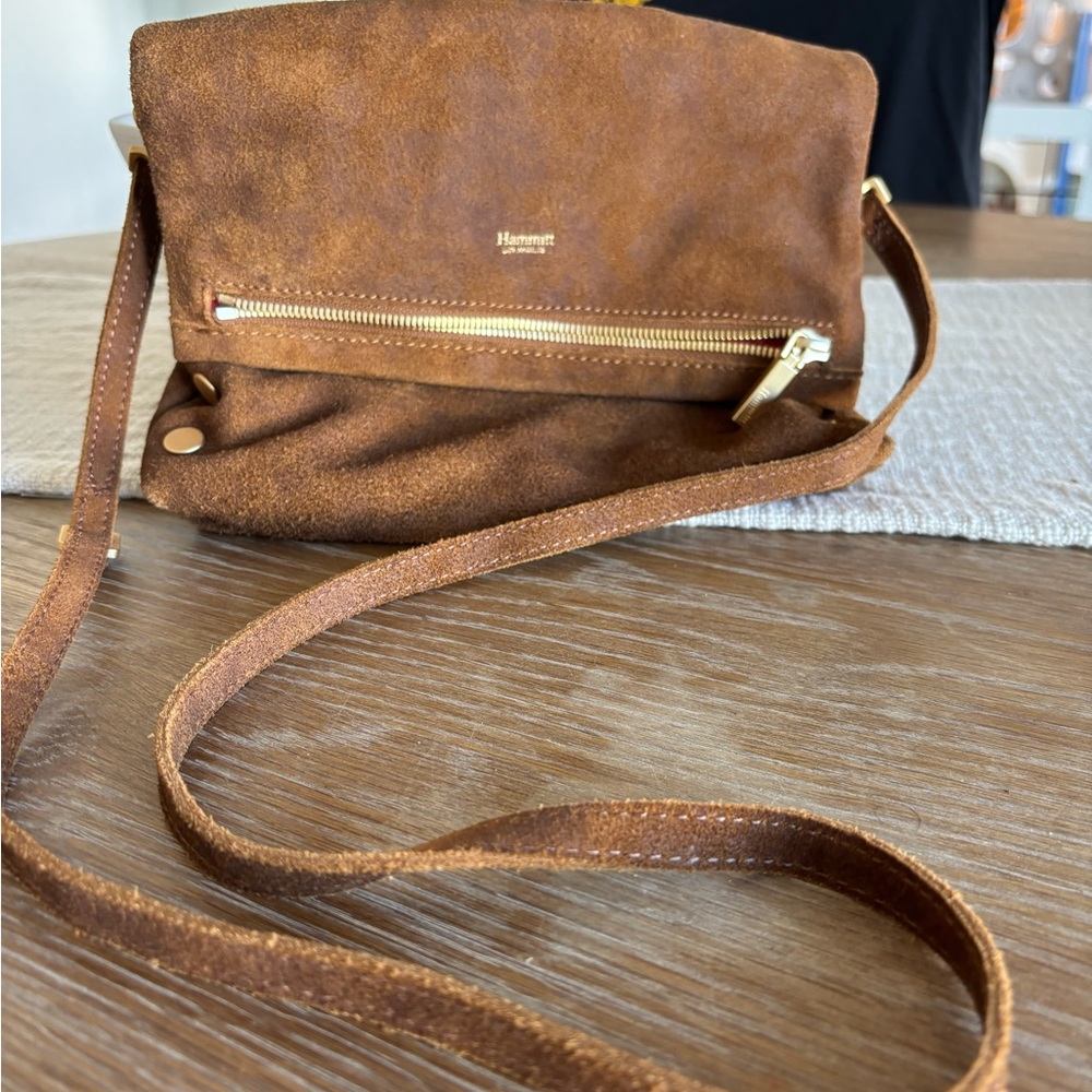 Hammitt Suede Crossbody in Chestnut Brown with Gold Hardware